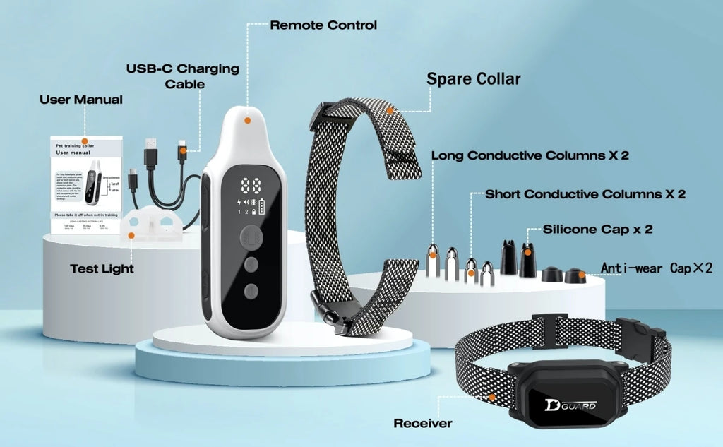 Furgone™ 800m Digital Dog Training Collar Waterproof Rechargeable Remote Control Pet with LCD Display for All Size Shock Vibration Sound